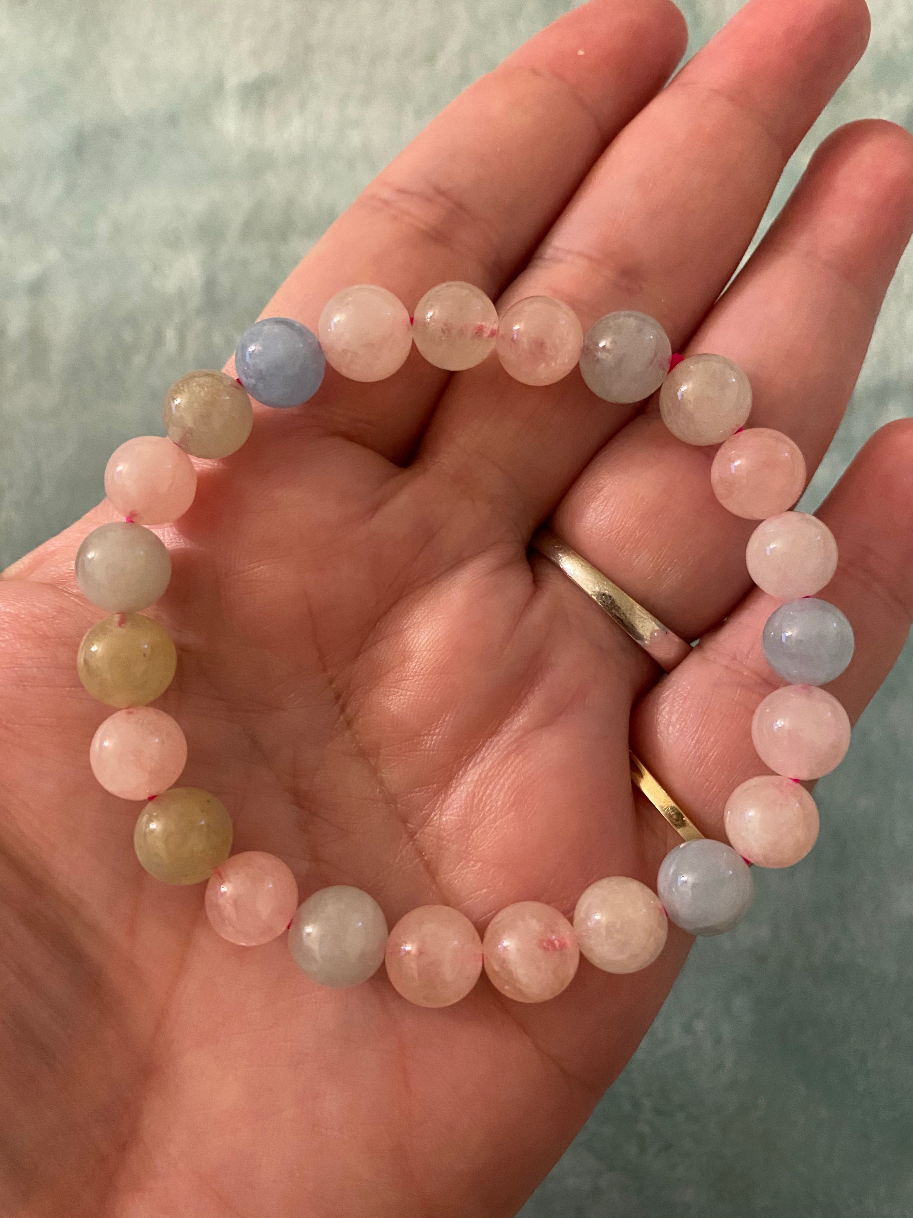 Natural Morganite and aquamarine bracelet